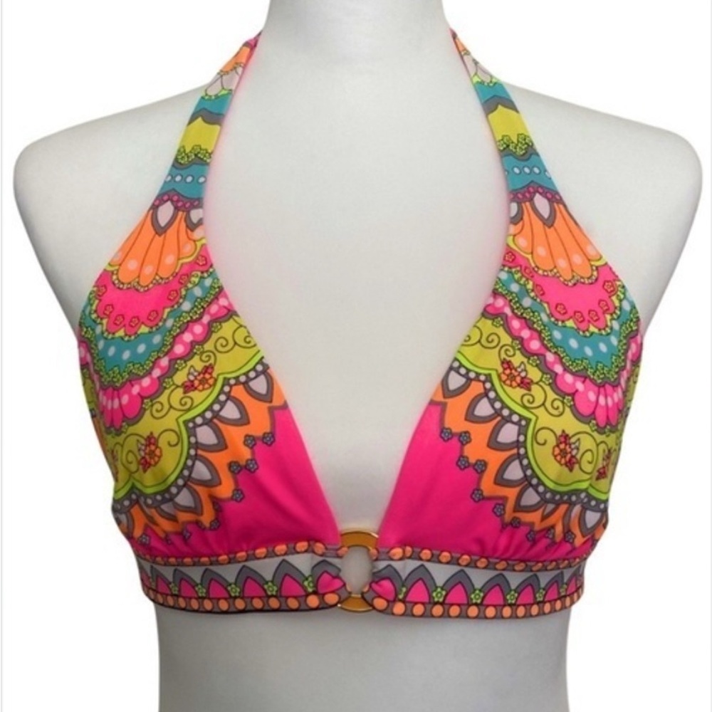 VICTORIA'S SECRET Neon Pink Boho Bikini Halter Top Large